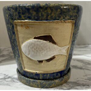 Nantucket Home Ceramic Fish Emblem Planter 6" x 6"